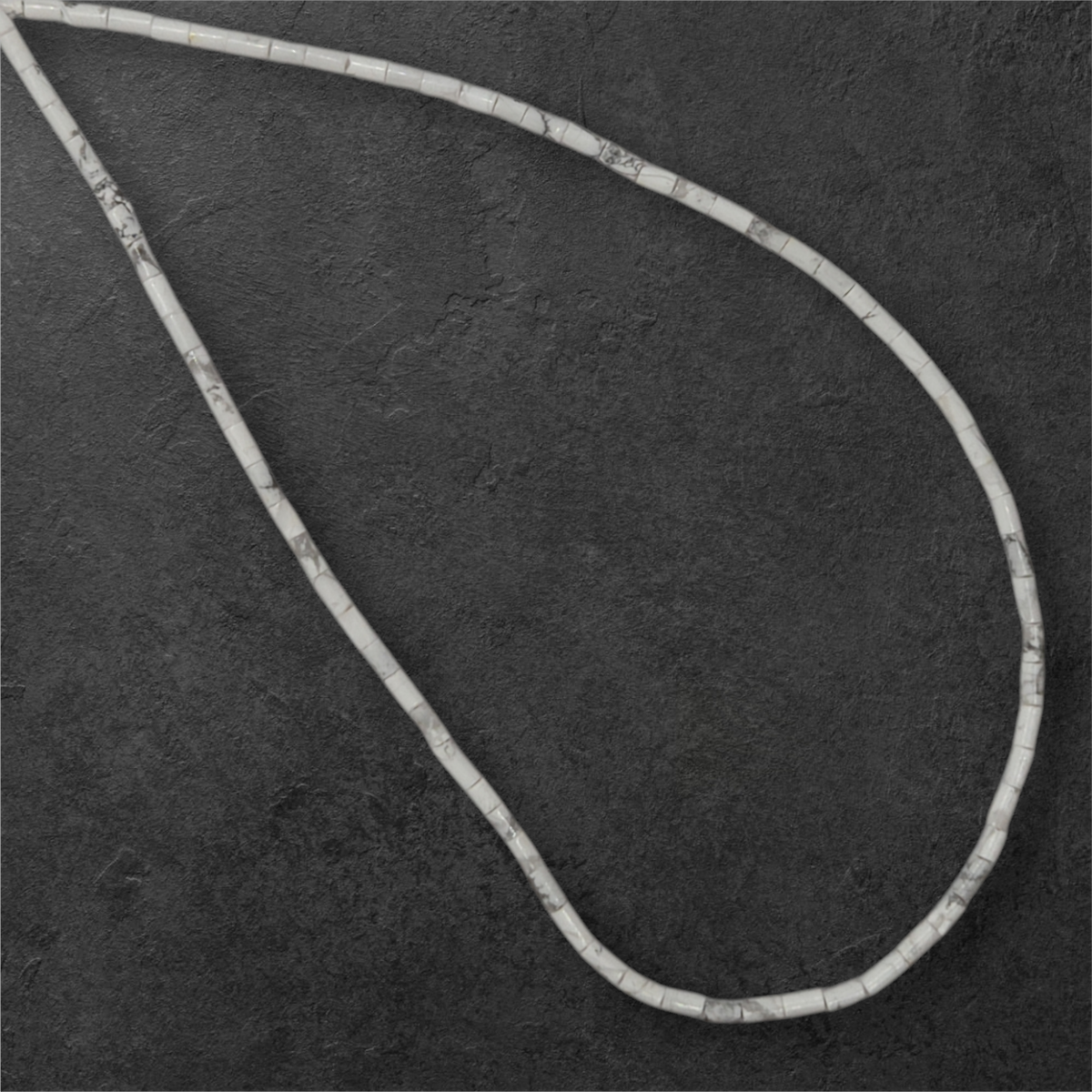 Natural howlite tube beads strand, 4x2mm, white stone tube beads with gray veining
