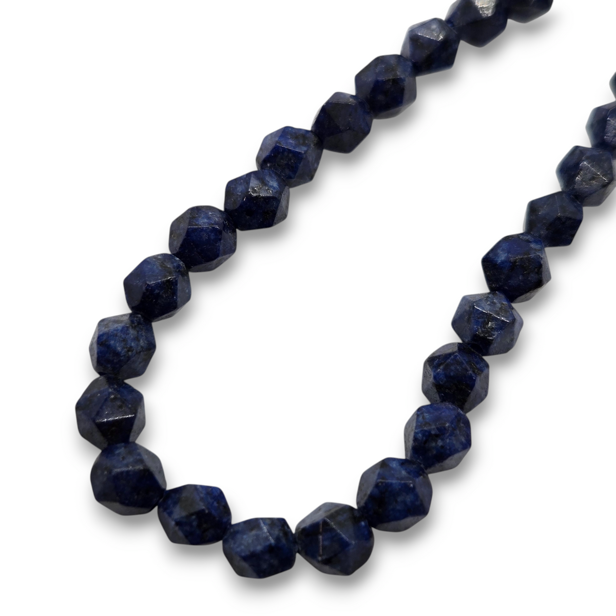 Faceted lapis lazuli round beads with deep blue sparkle