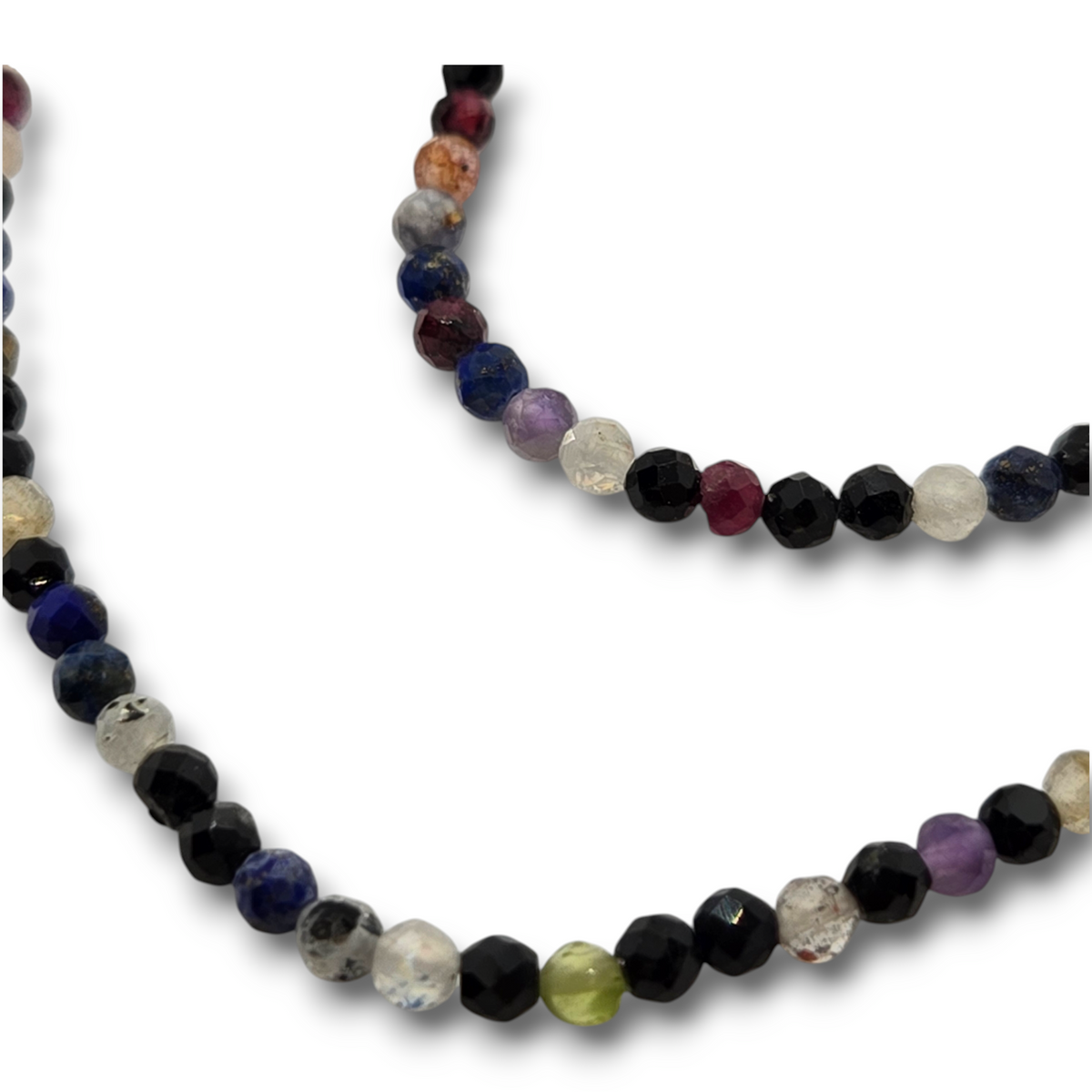 Multicolor gemstone bead strand with faceted rondelle beads, 3mm size