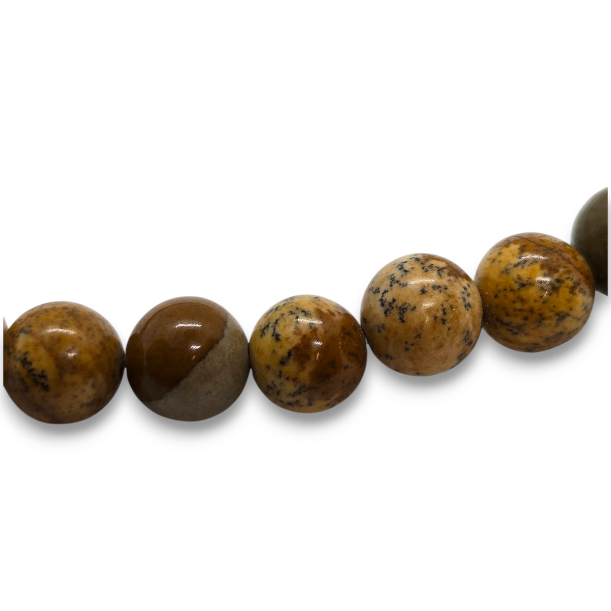 Picture jasper round beads, 6mm, brown with black speckled veining