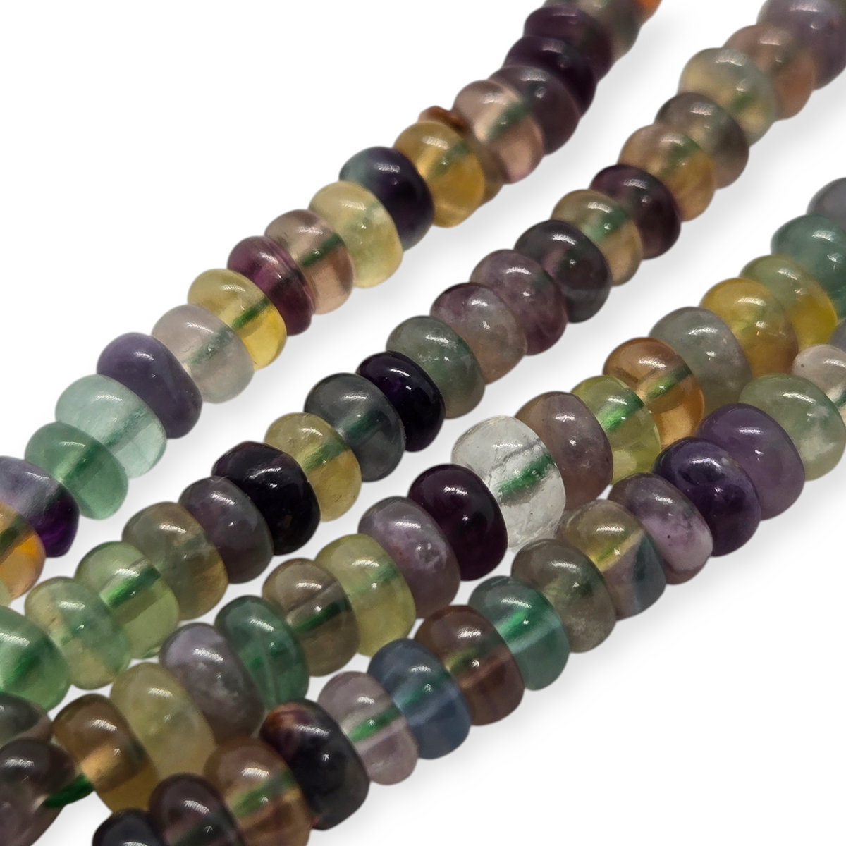 Multicolor fluorite rondelle stone beads, 4mm, faceted look, for jewelry making