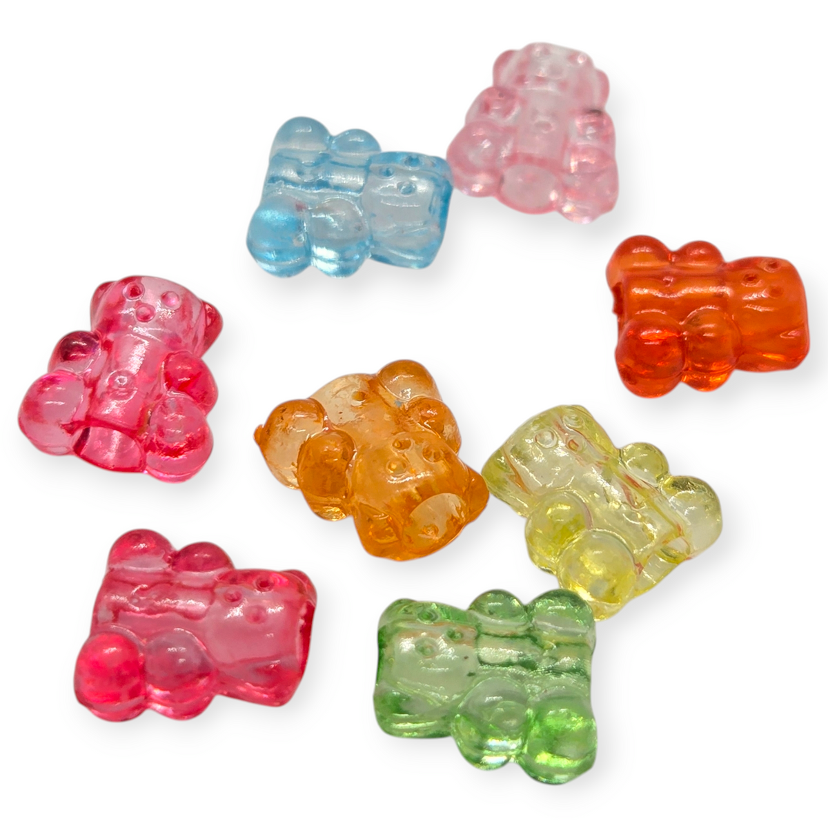 Acrylic gummy bear beads, assorted colors, 1 cm, pack of 10
