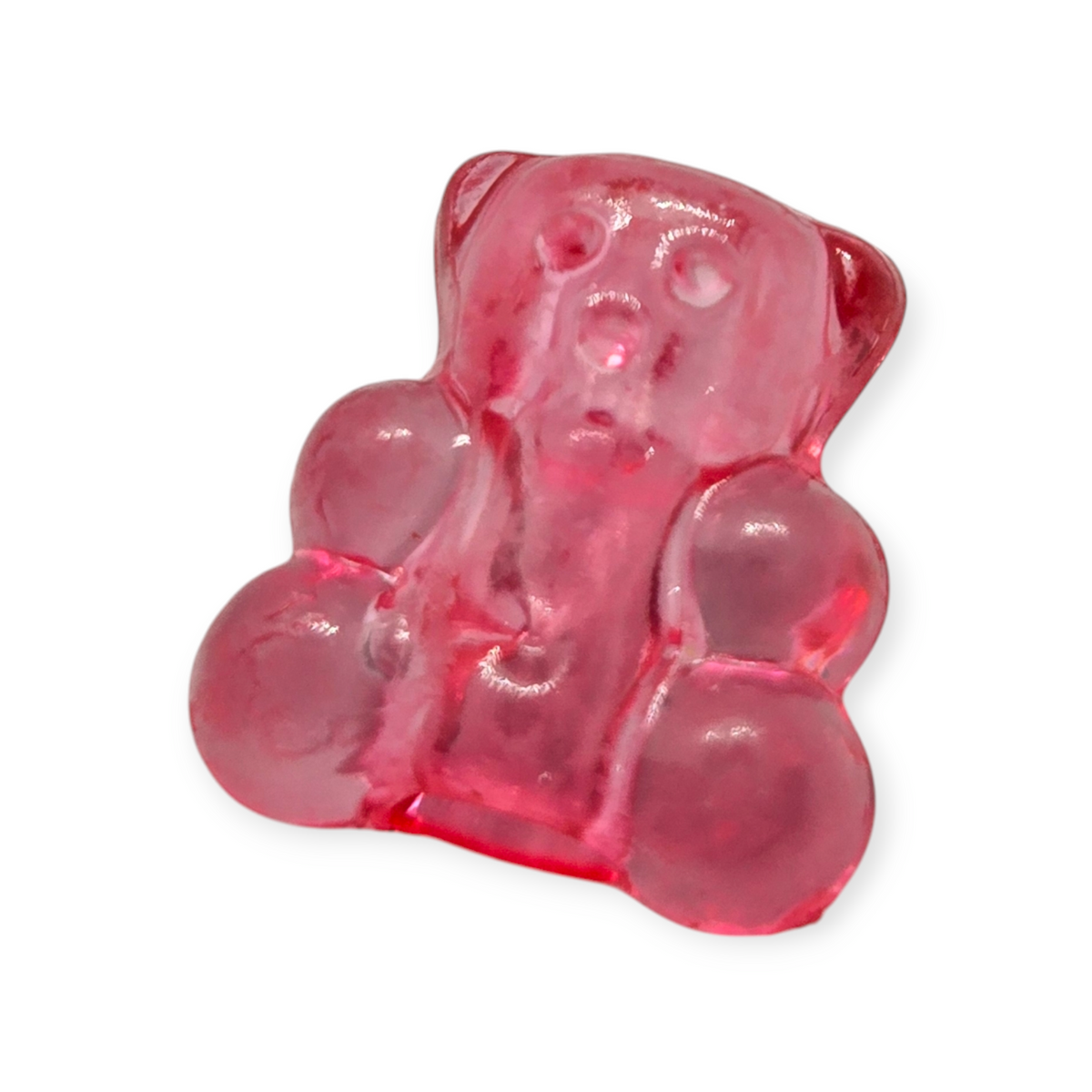 Acrylic gummy bear bead, translucent pink, 1 cm