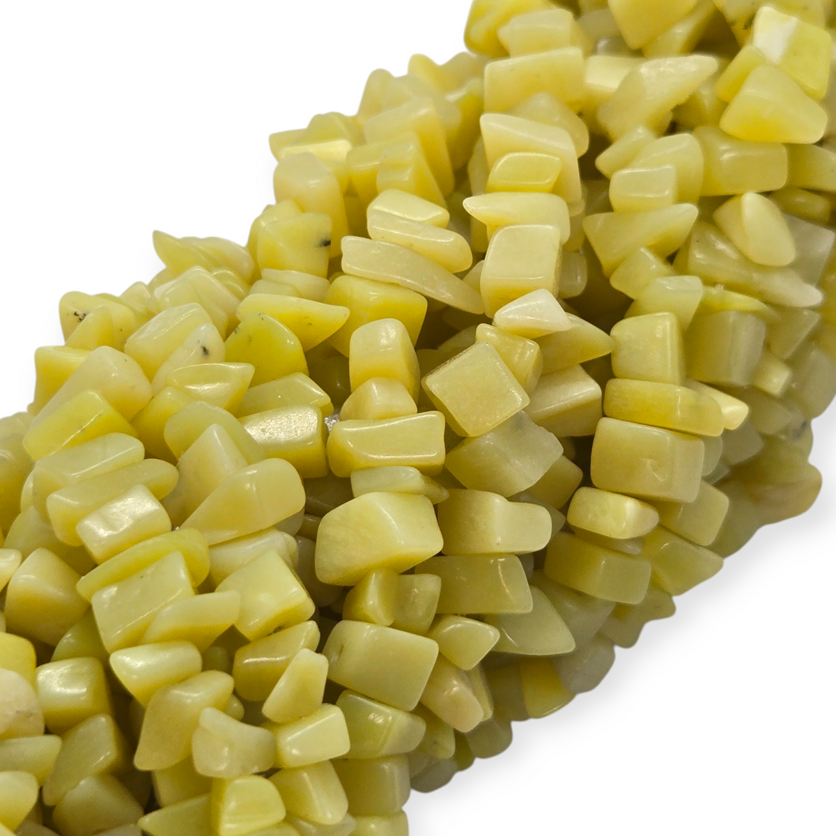 Lemon olive stone chip beads, 5x8mm, natural jewelry-making beads