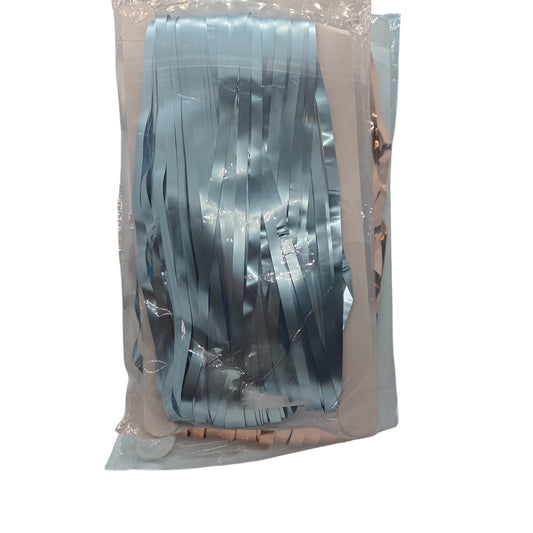 Light metallic blue foil fringe curtain with hanging shiny strips