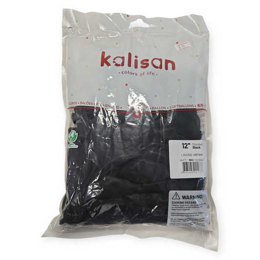 Natural rubber latex balloons bag, black 12-inch, 50-count