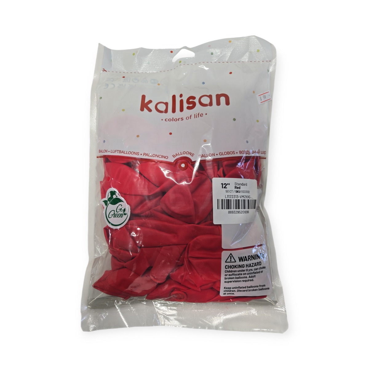 Kalisan 12-inch red latex balloons, 50-count bag
