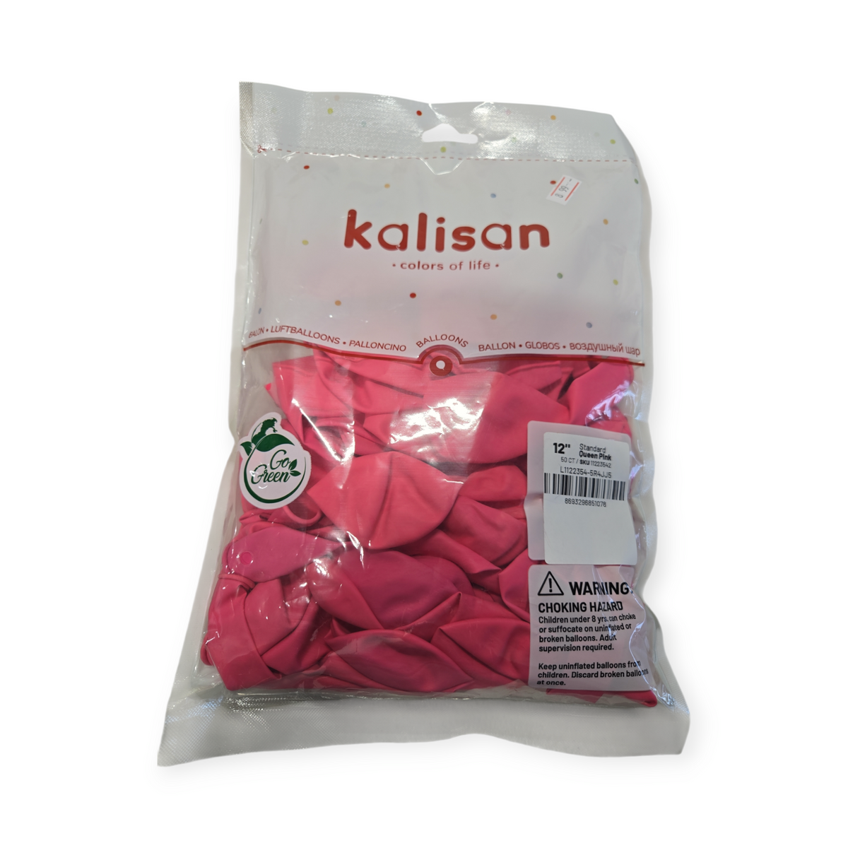 Kalisan queen pink latex balloons, 12-inch, sealed bag with confetti print