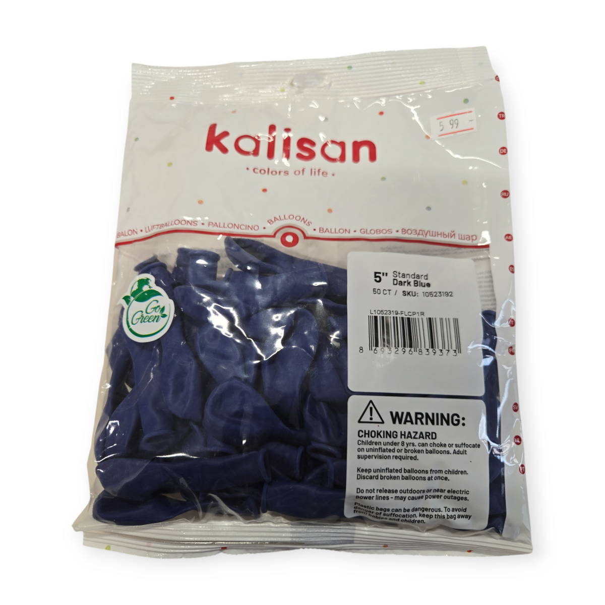 Kalisan 5-inch dark blue latex balloons, 50-count bag