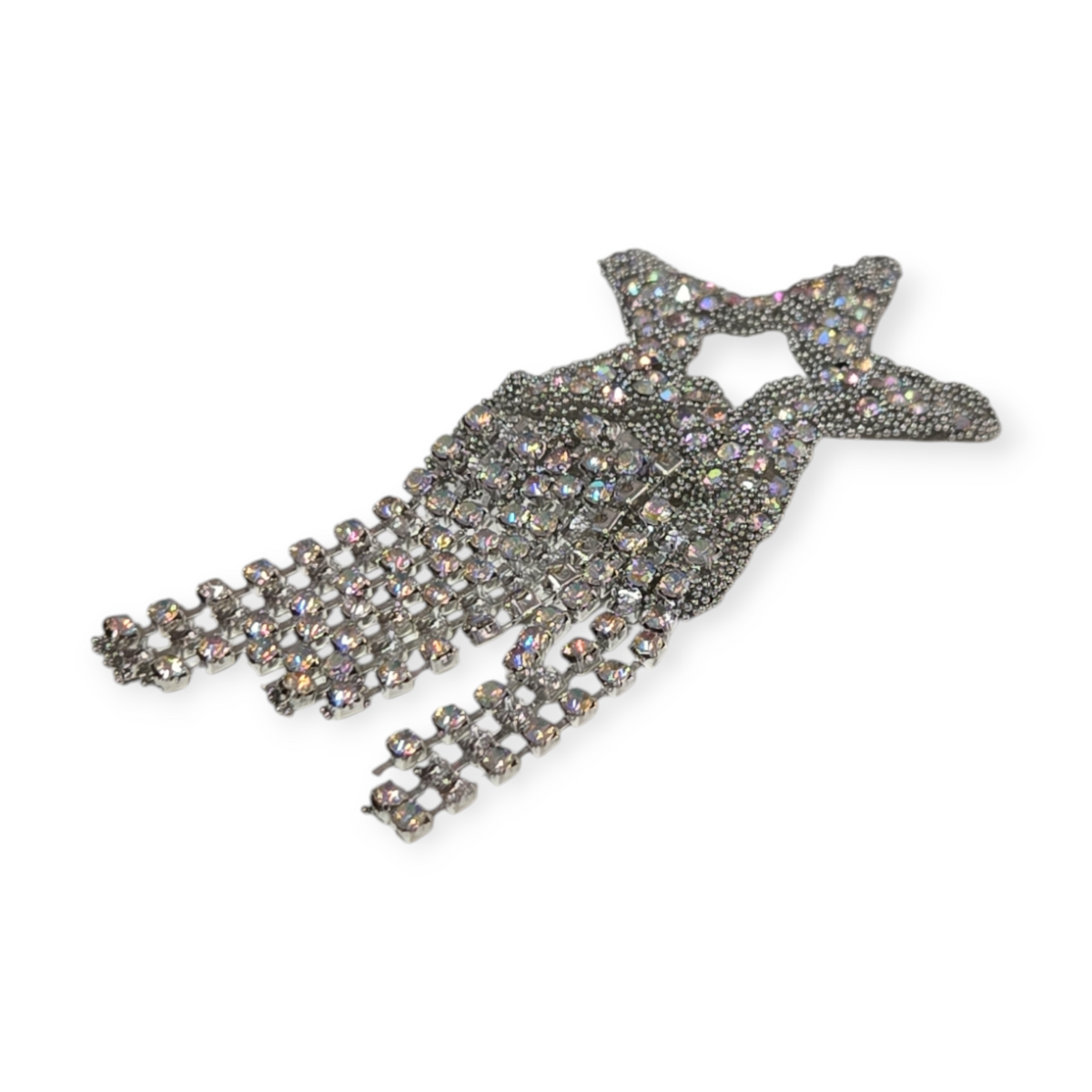 Mixed-color rhinestone star iron-on patch with open cutout center