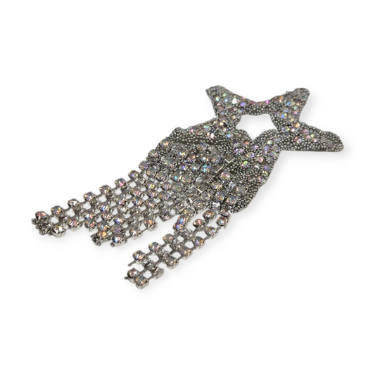 Mixed-color rhinestone star iron-on patch with open cutout center