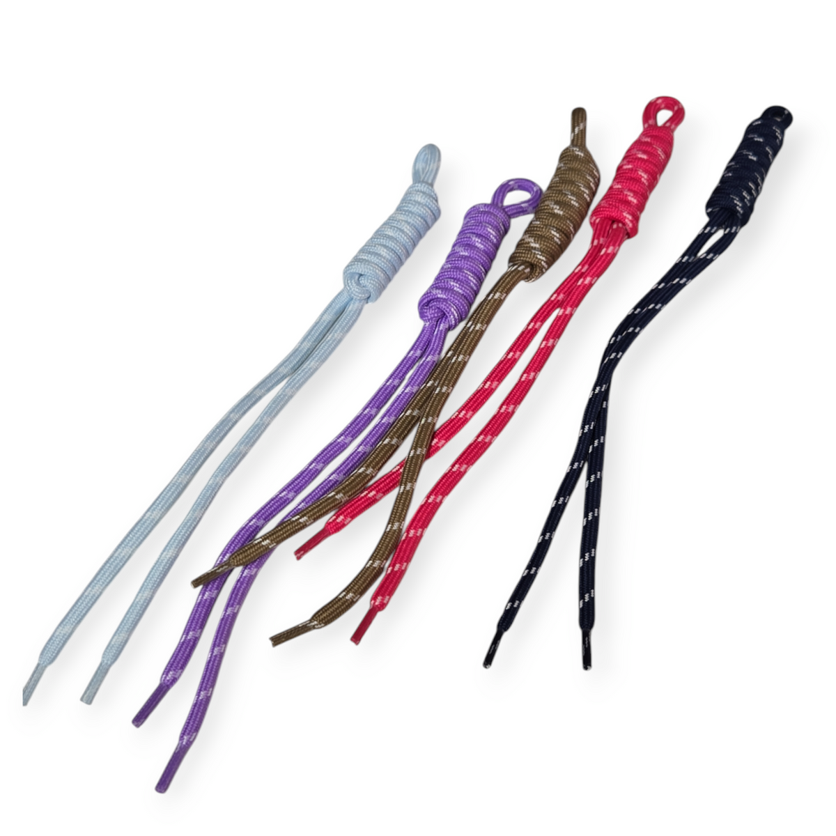 Assorted paracord keychains with loop and split-ring, mixed colors