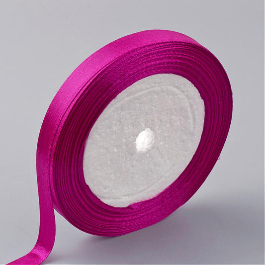 Polyester satin ribbon roll with loose end, violet purple, 10mm width