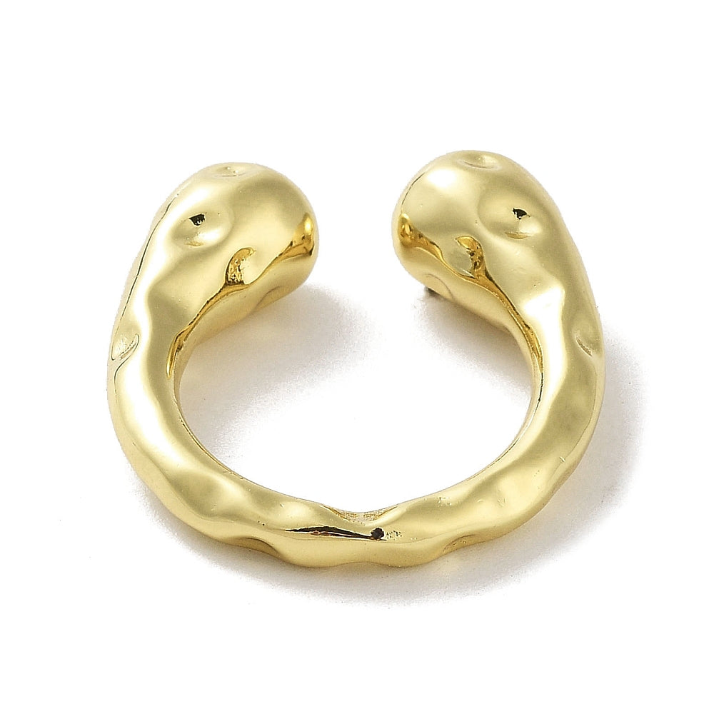 Gold-tone open cuff ring with sculpted rounded ends and open oval silhouette