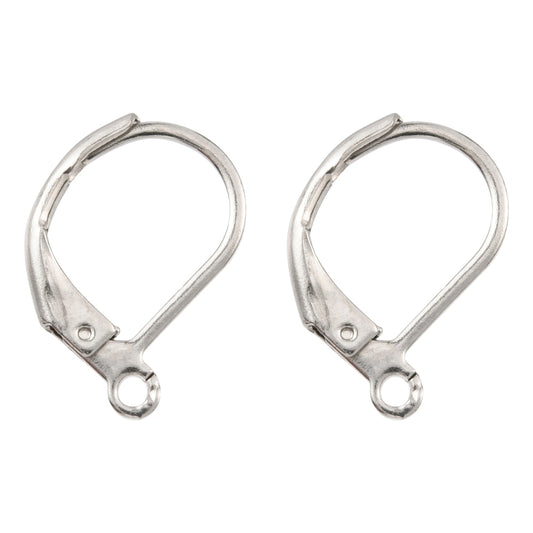 Pair of silver leverback earring hooks with hinged clasp