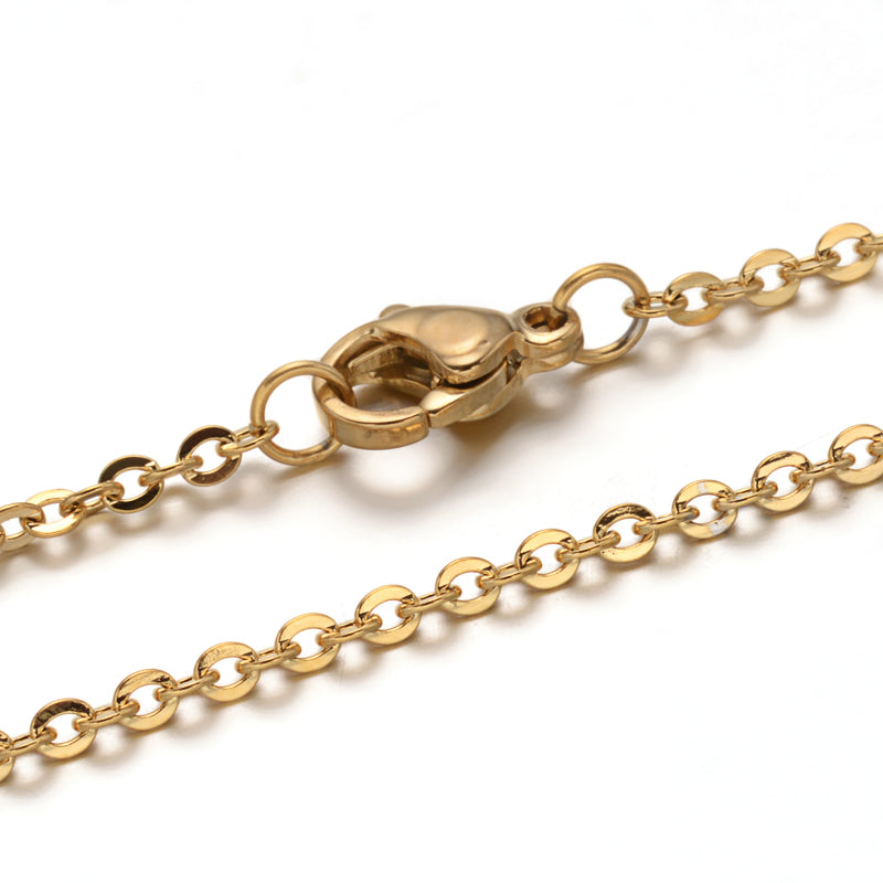 Golden cable chain necklace with lobster clasp, stainless steel links