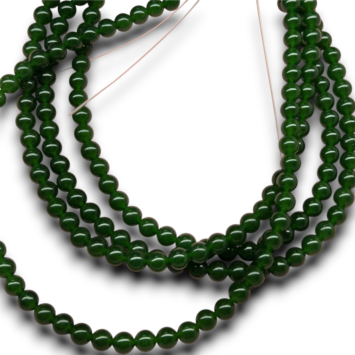 Smooth round green agate bead strands, 6.5mm