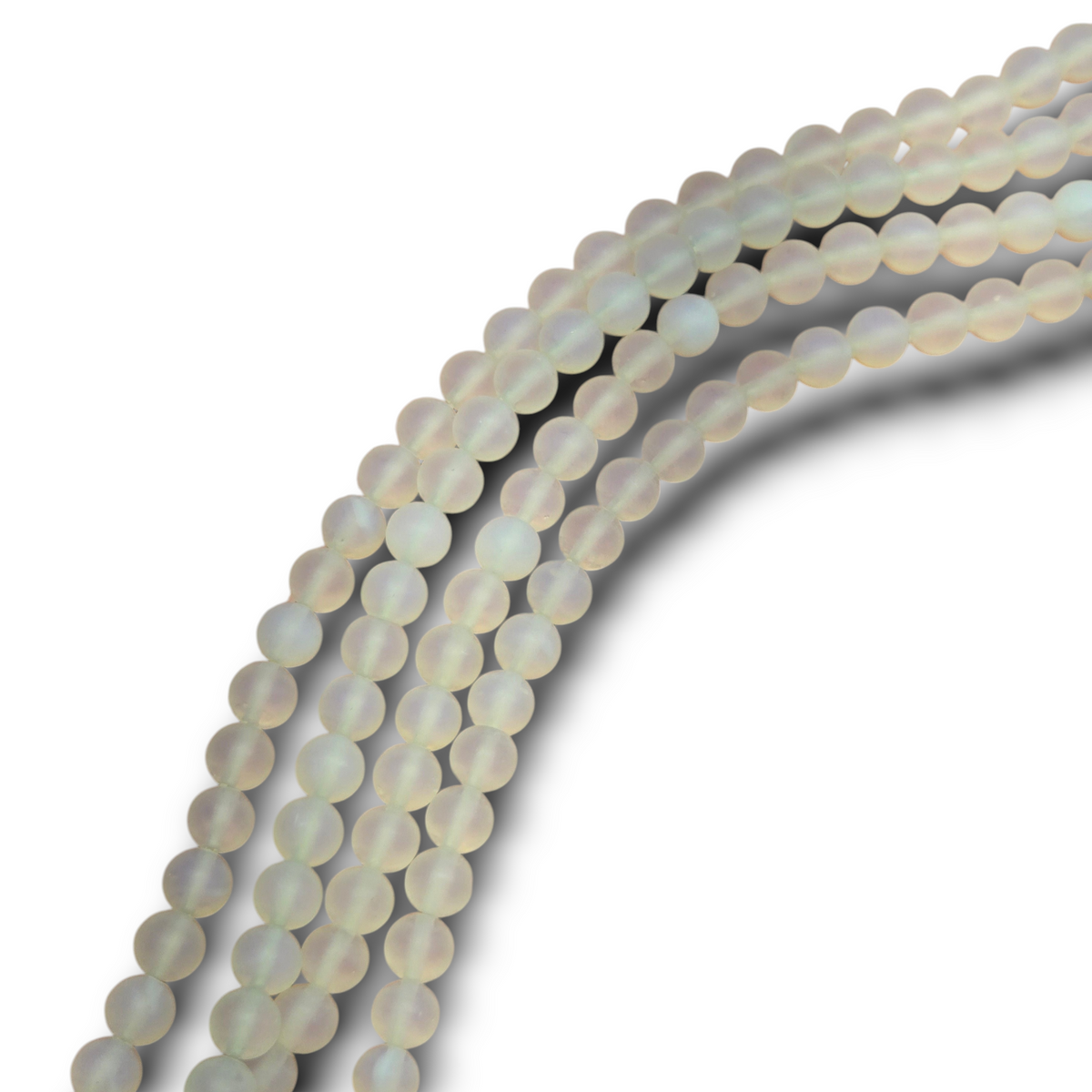 Opalite bead strand, matte round 6mm beads with pale iridescent finish