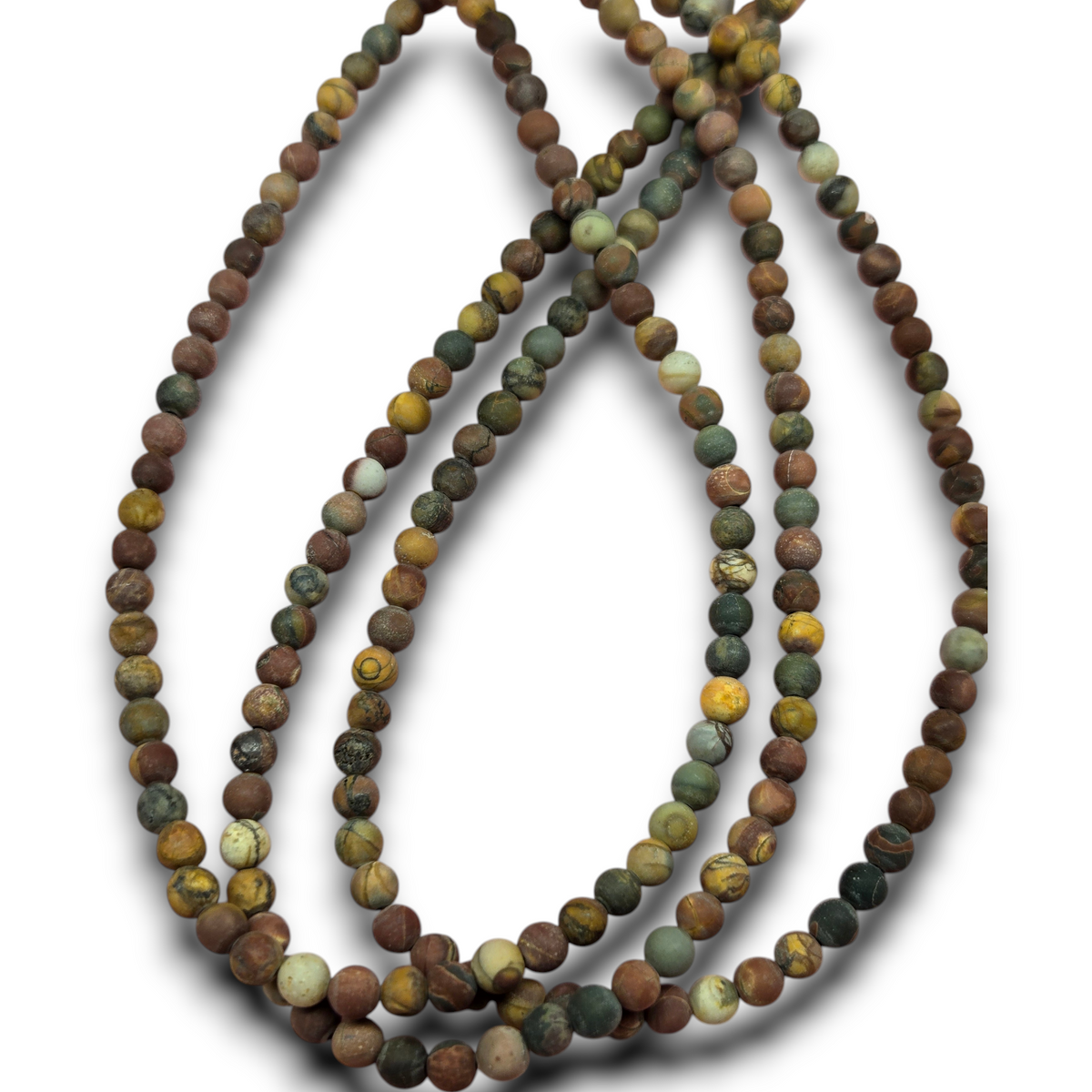 Matte round jasper bead strand, 4.5mm, multicolor earthy round beads