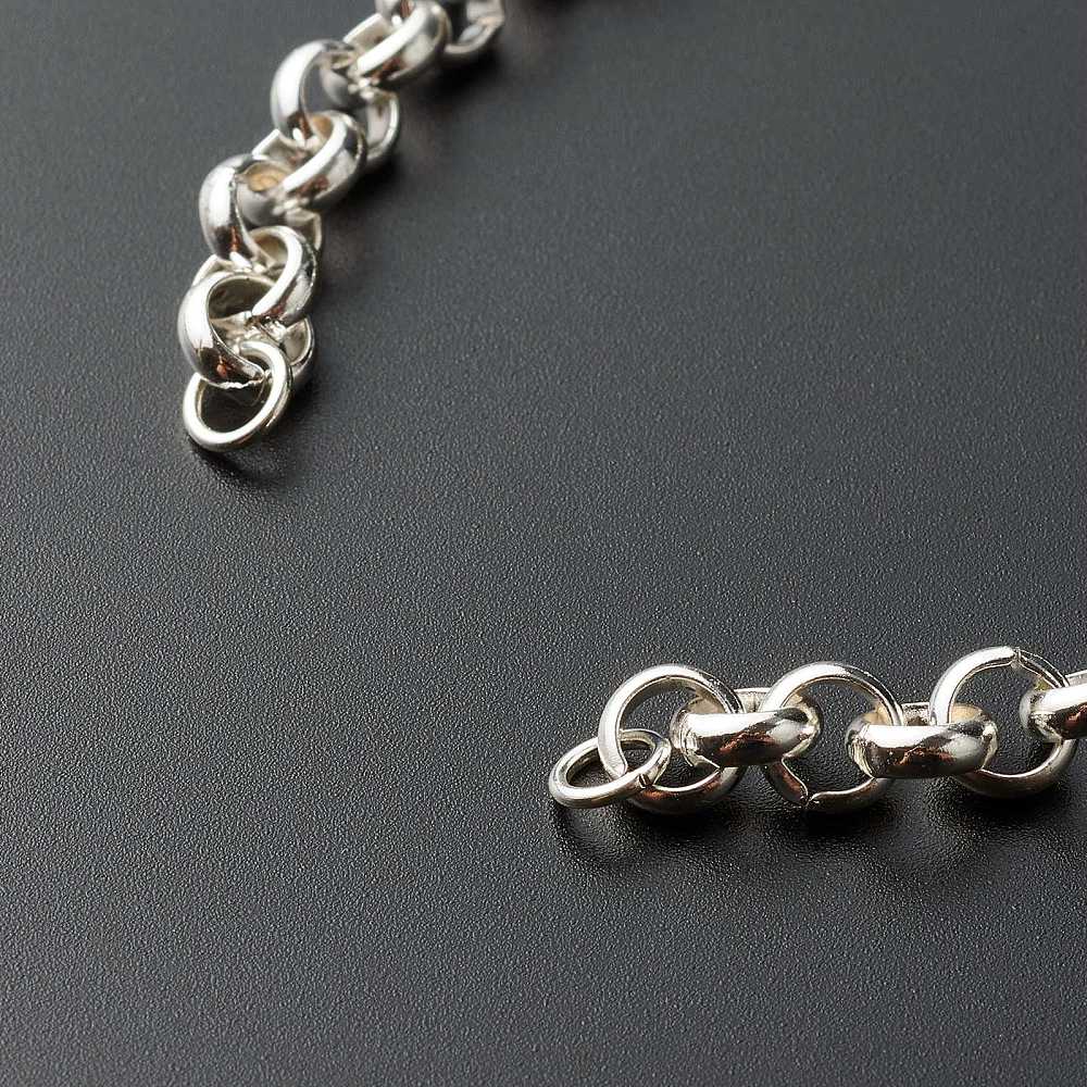 Silver rolo chain bracelet with round link detail and ring clasp