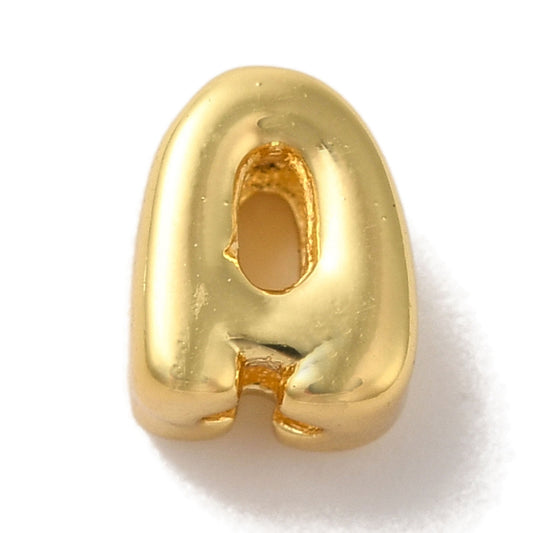 Gold-plated brass letter A charm, oval cutout on face