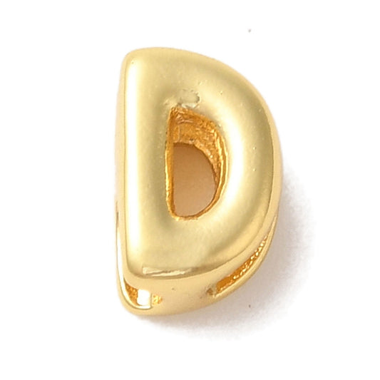 Gold-plated brass letter D charm, cut-out center