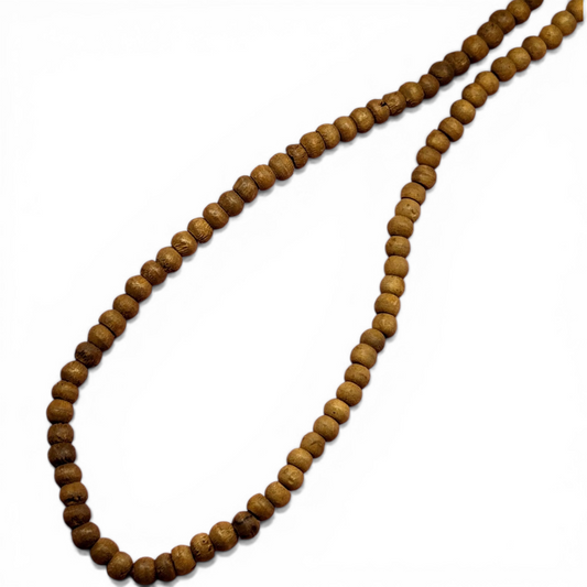 Amber raw wood rondelle bead strand, 6x5mm, small cylindrical rounds on a loop