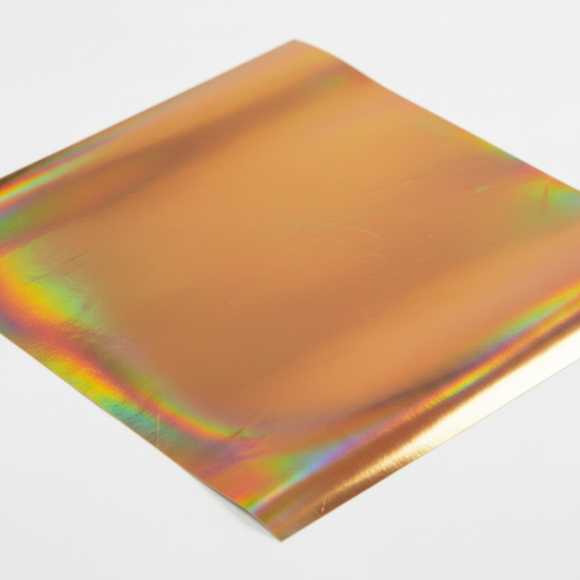 Copper iridescent foil permanent vinyl sheet, 12x12, glossy holographic sheen.