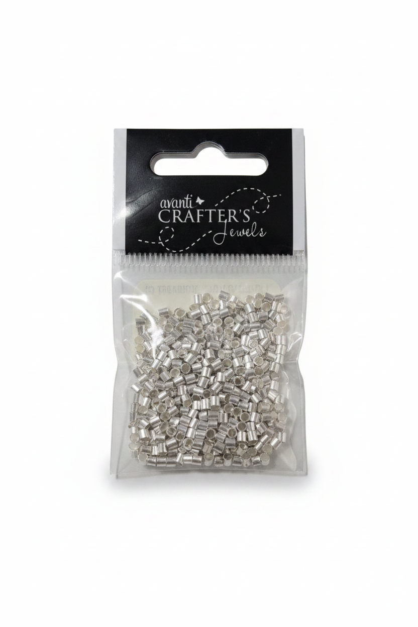 Metal crimp beads jewelry findings, silver-tone crimp beads in retail pack