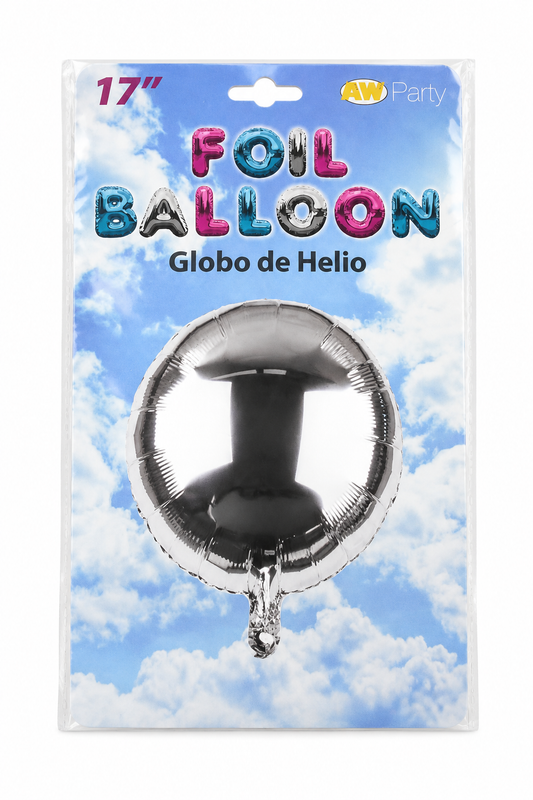17-inch silver foil helium balloon, round shape