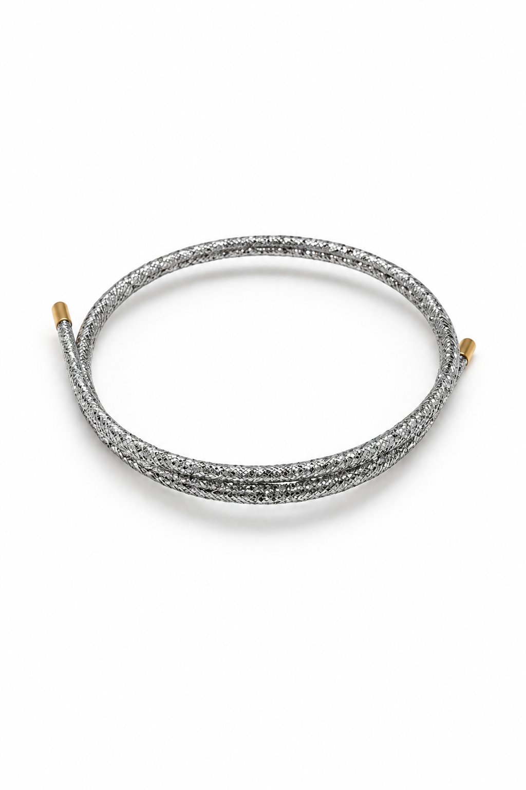 Silver-tone magnetic bracelet/necklace with mesh chain and gold-tone clasp ends
