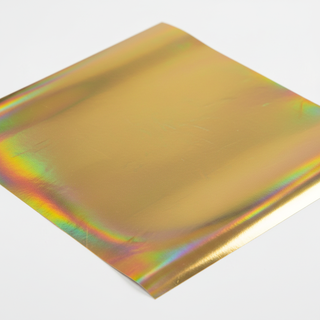 Gold foil permanent vinyl sheet with holographic iridescent shimmer, 12x12 in