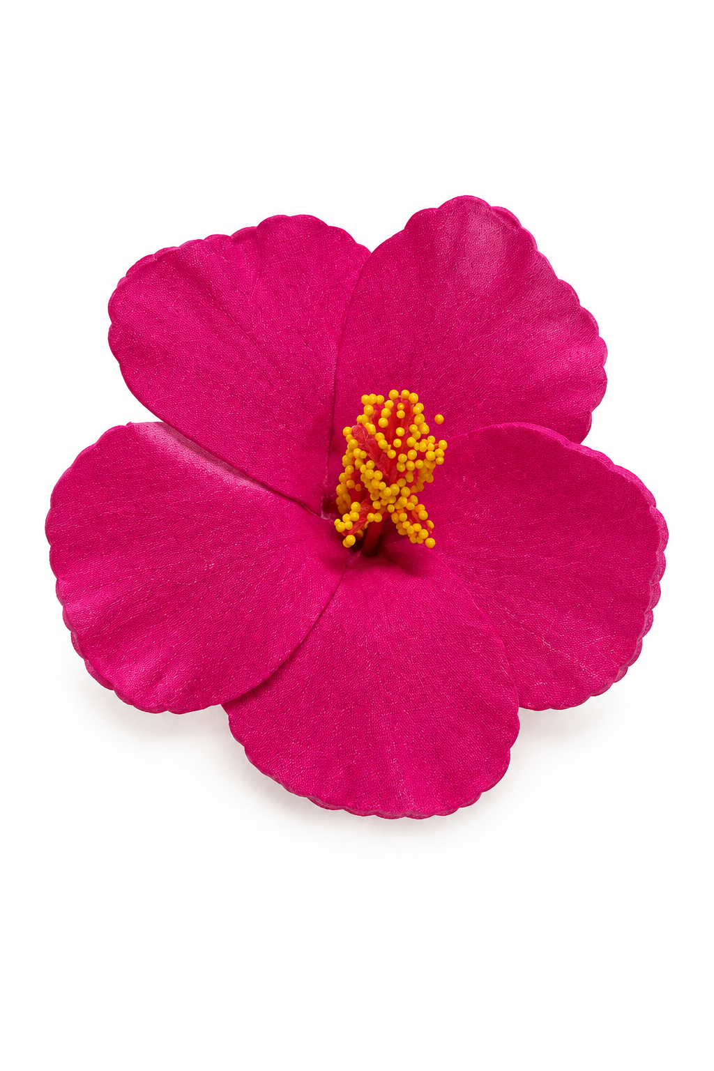 Pink hibiscus flower craft embellishment with yellow bead center