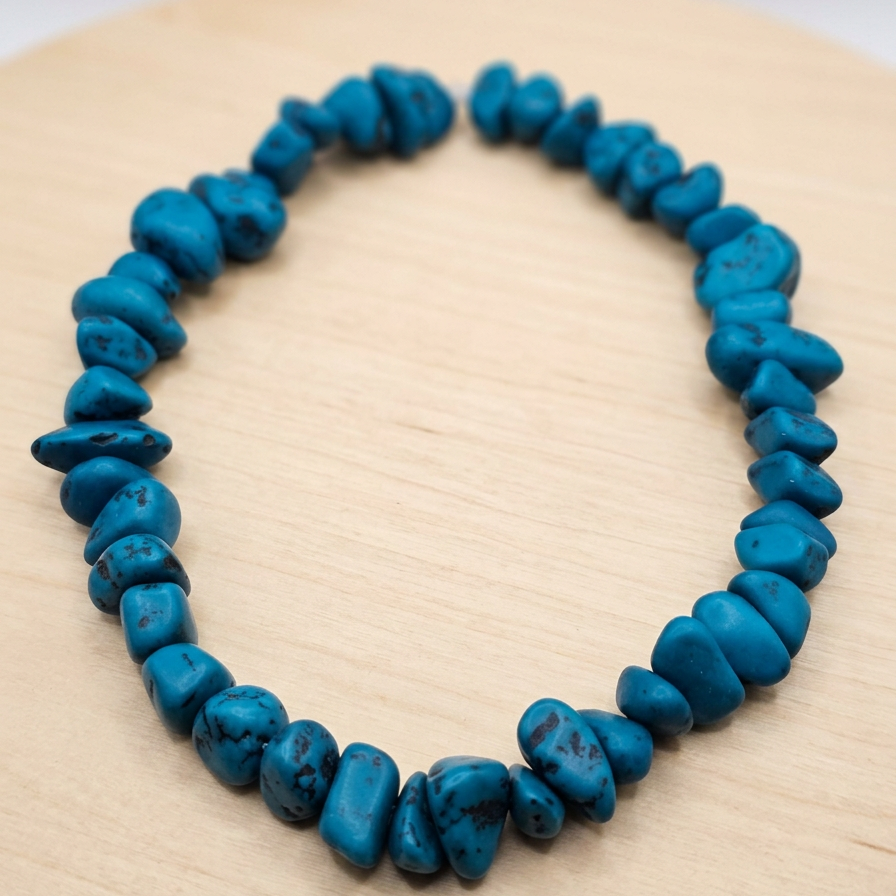 Turquoise resin chip beads strand, irregular blue beads arranged in a loop