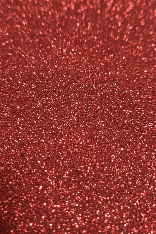 Red glitter foam sheet with fine sparkle texture, 8x12 in