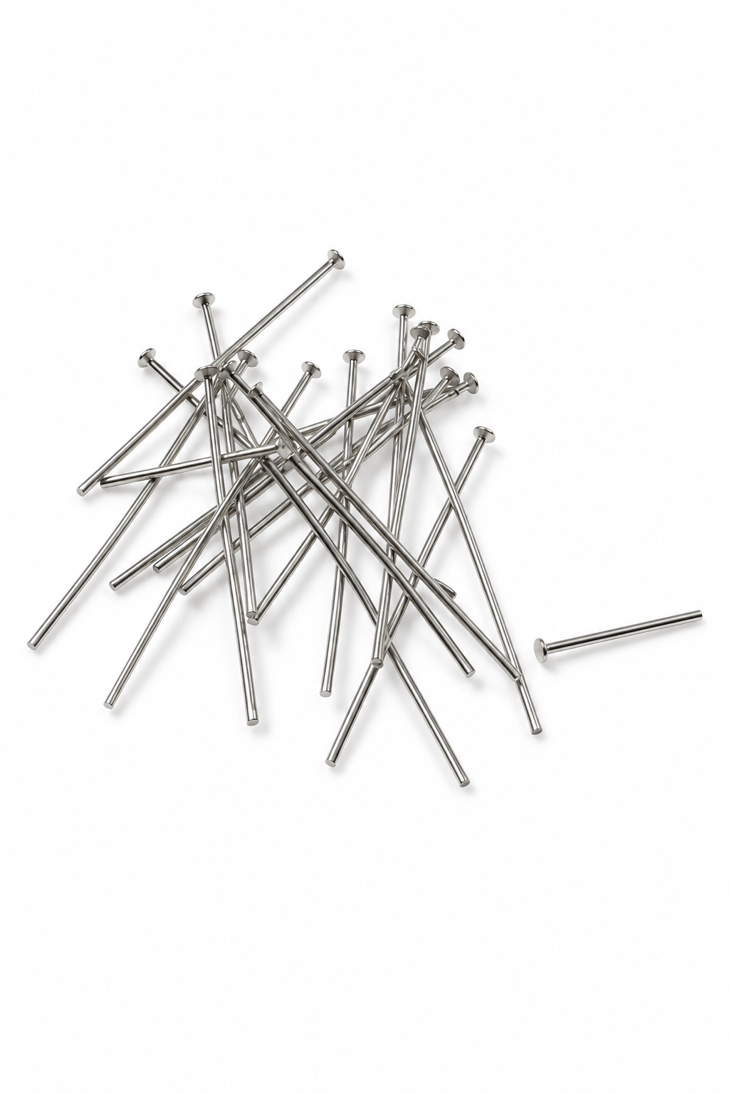 Silver stainless steel head pins, 2-inch straight pins with small heads, 20-pack
