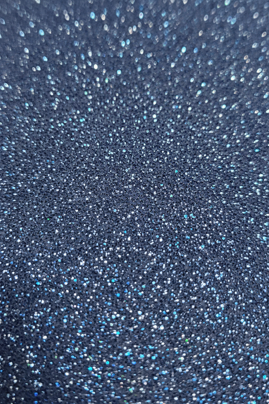Dark blue glitter foam sheet close-up texture, 2mm thick, 8x12 in.