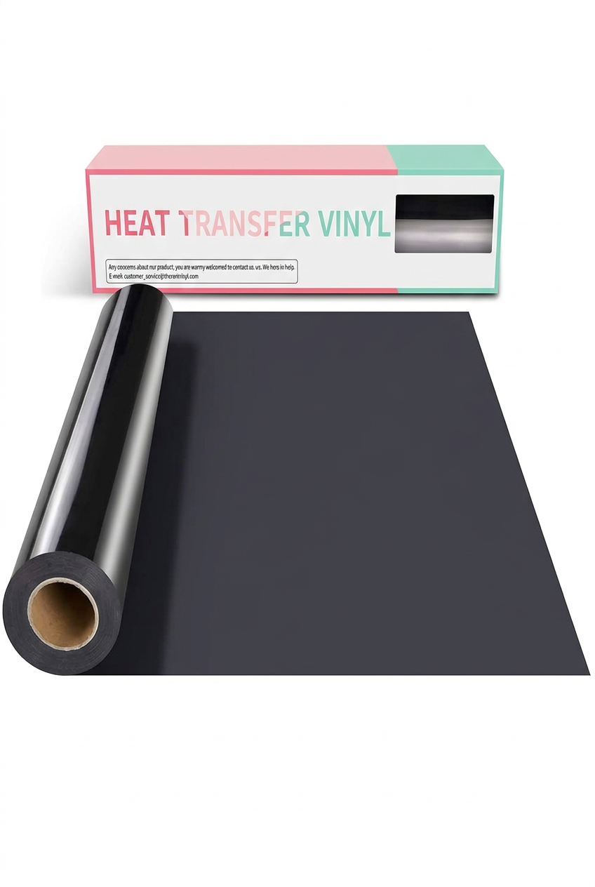 Black heat transfer vinyl (HTV) 12x12 in sheet with roll
