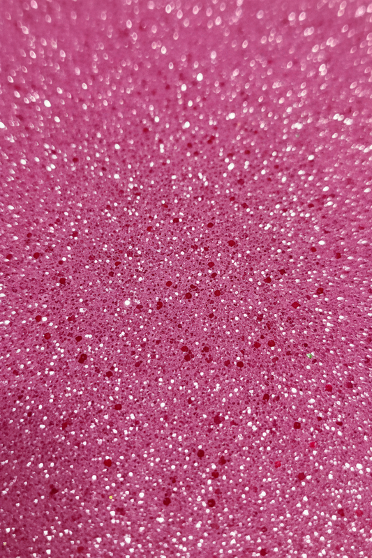 Pink glitter foam sheet, 2mm thick, 8x12 in; close-up glitter texture