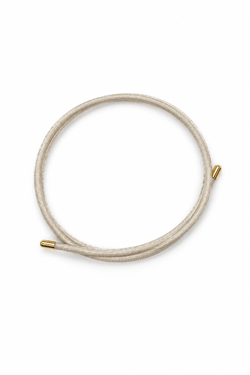 Beige magnetic cord necklace with two gold clasp ends