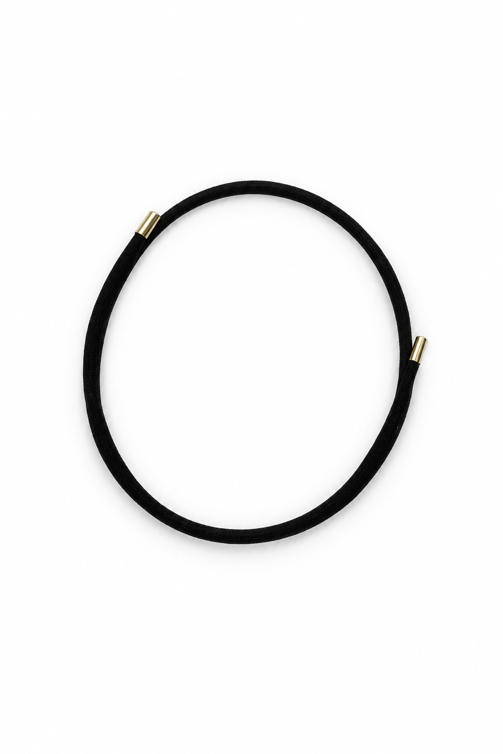 Black magnetic necklace cord with gold-tone end caps, 20-inch length