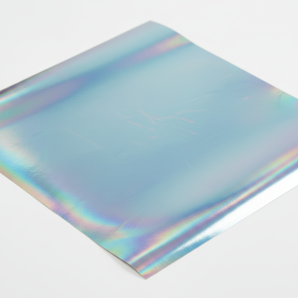 Light blue iridescent foil permanent vinyl sheet, 12x12 in square