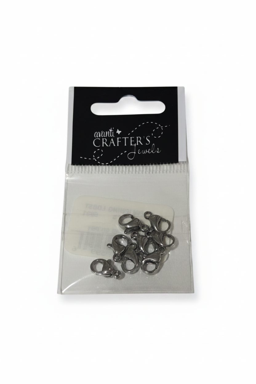 Gunmetal lobster clasp set of 8, metal clasps in clear plastic bag