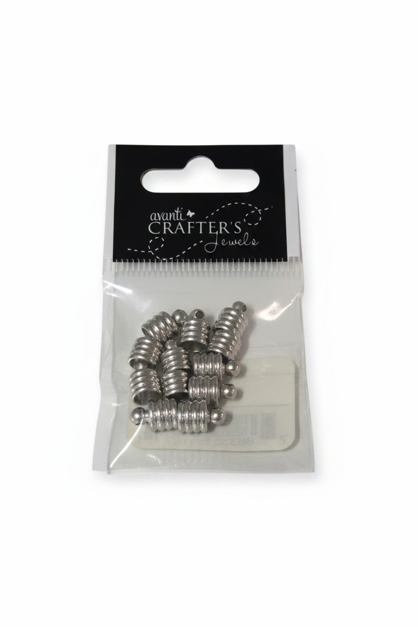 Silver magnetic barrel clasp set in plastic blister pack