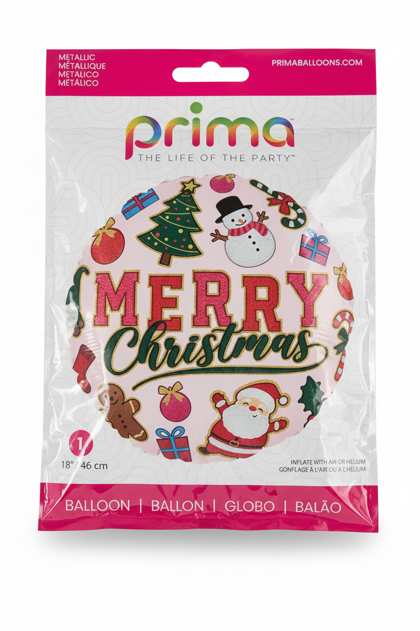 Prima Merry Christmas Foil Balloon Studio Photo