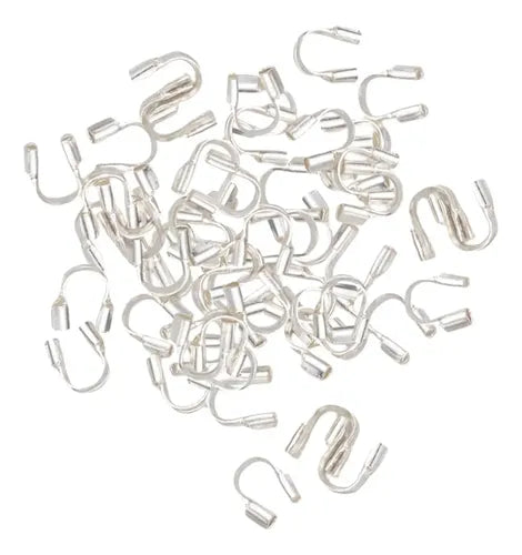4mm silver wire guards for jewelry making, U-shaped clips, pack of 20