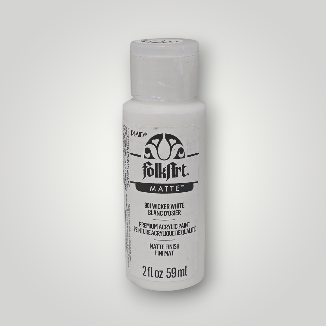 Matte acrylic paint bottle, 2 oz, white wicker
