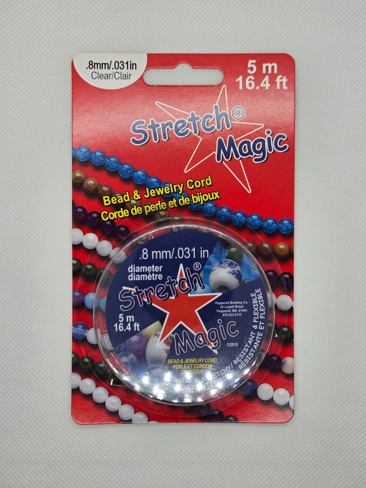 Clear Stretch Magic bead & jewelry cord, 0.8mm diameter, 5m spool