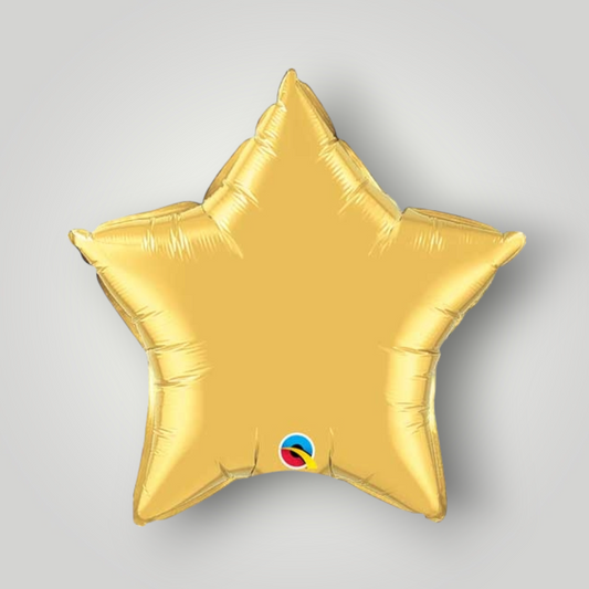 Gold star mylar foil balloon with multicolor beach ball valve