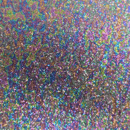 Iridescent glitter textured permanent vinyl sheet with multicolor reflective surface